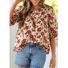 image:imagePRETTYGARDEN Womens 2026 Summer Floral Blouses Dressy Casual Half Sleeve V Neck Going Out Boho Tops Spring Fashion ClothingFloral Apricot Red