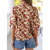image:imagePRETTYGARDEN Womens 2026 Summer Floral Blouses Dressy Casual Half Sleeve V Neck Going Out Boho Tops Spring Fashion ClothingFloral Apricot Red