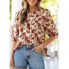image:imagePRETTYGARDEN Womens 2026 Summer Floral Blouses Dressy Casual Half Sleeve V Neck Going Out Boho Tops Spring Fashion ClothingFloral Apricot Red