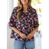 image:imagePRETTYGARDEN Womens 2026 Summer Floral Blouses Dressy Casual Half Sleeve V Neck Going Out Boho Tops Spring Fashion ClothingFloral Black Pink
