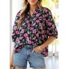 image:imagePRETTYGARDEN Womens 2026 Summer Floral Blouses Dressy Casual Half Sleeve V Neck Going Out Boho Tops Spring Fashion ClothingFloral Black Pink