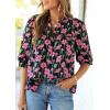 image:imagePRETTYGARDEN Womens 2026 Summer Floral Blouses Dressy Casual Half Sleeve V Neck Going Out Boho Tops Spring Fashion ClothingFloral Black Pink