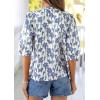 image:imagePRETTYGARDEN Womens 2026 Summer Floral Blouses Dressy Casual Half Sleeve V Neck Going Out Boho Tops Spring Fashion ClothingFloral White Blue