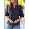 image:imagePRETTYGARDEN Womens 2026 Summer Floral Blouses Dressy Casual Half Sleeve V Neck Going Out Boho Tops Spring Fashion ClothingNavy Blue