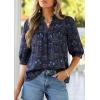 image:imagePRETTYGARDEN Womens 2026 Summer Floral Blouses Dressy Casual Half Sleeve V Neck Going Out Boho Tops Spring Fashion ClothingNavy Blue