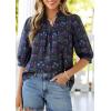 image:imagePRETTYGARDEN Womens 2026 Summer Floral Blouses Dressy Casual Half Sleeve V Neck Going Out Boho Tops Spring Fashion ClothingNavy Blue