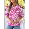image:imagePRETTYGARDEN Womens 2026 Summer Floral Blouses Dressy Casual Half Sleeve V Neck Going Out Boho Tops Spring Fashion ClothingRose Red