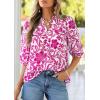 image:imagePRETTYGARDEN Womens 2026 Summer Floral Blouses Dressy Casual Half Sleeve V Neck Going Out Boho Tops Spring Fashion ClothingRose Red