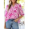 image:imagePRETTYGARDEN Womens 2026 Summer Floral Blouses Dressy Casual Half Sleeve V Neck Going Out Boho Tops Spring Fashion ClothingRose Red