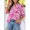 image:imagePRETTYGARDEN Womens 2026 Summer Floral Blouses Dressy Casual Half Sleeve V Neck Going Out Boho Tops Spring Fashion ClothingRose Red