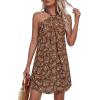 image:imagePRETTYGARDEN Womens 2026 Summer Halter Mini Dress Sleeveless Boho Floral Short Sundress Casual Flowy Beach DressesBrown Floral