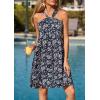 image:imagePRETTYGARDEN Womens 2026 Summer Halter Mini Dress Sleeveless Boho Floral Short Sundress Casual Flowy Beach DressesDark Blue Floral