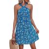 image:imagePRETTYGARDEN Womens 2026 Summer Halter Mini Dress Sleeveless Boho Floral Short Sundress Casual Flowy Beach DressesFloral Blue