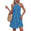 image:imagePRETTYGARDEN Womens 2026 Summer Halter Mini Dress Sleeveless Boho Floral Short Sundress Casual Flowy Beach DressesFloral Blue