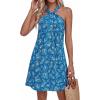 image:imagePRETTYGARDEN Womens 2026 Summer Halter Mini Dress Sleeveless Boho Floral Short Sundress Casual Flowy Beach DressesFloral Blue
