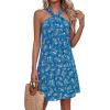 image:imagePRETTYGARDEN Womens 2026 Summer Halter Mini Dress Sleeveless Boho Floral Short Sundress Casual Flowy Beach DressesFloral Blue