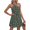 image:imagePRETTYGARDEN Womens 2026 Summer Halter Mini Dress Sleeveless Boho Floral Short Sundress Casual Flowy Beach DressesFloral Dark Army Green