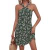 image:imagePRETTYGARDEN Womens 2026 Summer Halter Mini Dress Sleeveless Boho Floral Short Sundress Casual Flowy Beach DressesFloral Dark Army Green