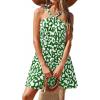 image:imagePRETTYGARDEN Womens 2026 Summer Halter Mini Dress Sleeveless Boho Floral Short Sundress Casual Flowy Beach DressesGreen Leopard