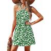 image:imagePRETTYGARDEN Womens 2026 Summer Halter Mini Dress Sleeveless Boho Floral Short Sundress Casual Flowy Beach DressesGreen Leopard