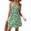 image:imagePRETTYGARDEN Womens 2026 Summer Halter Mini Dress Sleeveless Boho Floral Short Sundress Casual Flowy Beach DressesGreen Leopard