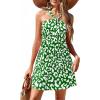 image:imagePRETTYGARDEN Womens 2026 Summer Halter Mini Dress Sleeveless Boho Floral Short Sundress Casual Flowy Beach DressesGreen Leopard