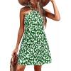 image:imagePRETTYGARDEN Womens 2026 Summer Halter Mini Dress Sleeveless Boho Floral Short Sundress Casual Flowy Beach DressesGreen Leopard