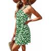 image:imagePRETTYGARDEN Womens 2026 Summer Halter Mini Dress Sleeveless Boho Floral Short Sundress Casual Flowy Beach DressesGreen Leopard