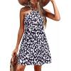 image:imagePRETTYGARDEN Womens 2026 Summer Halter Mini Dress Sleeveless Boho Floral Short Sundress Casual Flowy Beach DressesLeopard Black