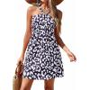 image:imagePRETTYGARDEN Womens 2026 Summer Halter Mini Dress Sleeveless Boho Floral Short Sundress Casual Flowy Beach DressesLeopard Black