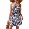 image:imagePRETTYGARDEN Womens 2026 Summer Halter Mini Dress Sleeveless Boho Floral Short Sundress Casual Flowy Beach DressesLeopard Black