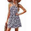 image:imagePRETTYGARDEN Womens 2026 Summer Halter Mini Dress Sleeveless Boho Floral Short Sundress Casual Flowy Beach DressesLeopard Black
