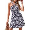 image:imagePRETTYGARDEN Womens 2026 Summer Halter Mini Dress Sleeveless Boho Floral Short Sundress Casual Flowy Beach DressesLeopard Black