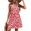 image:imagePRETTYGARDEN Womens 2026 Summer Halter Mini Dress Sleeveless Boho Floral Short Sundress Casual Flowy Beach DressesRed Leopard