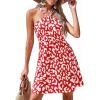 image:imagePRETTYGARDEN Womens 2026 Summer Halter Mini Dress Sleeveless Boho Floral Short Sundress Casual Flowy Beach DressesRed Leopard