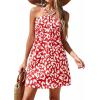 image:imagePRETTYGARDEN Womens 2026 Summer Halter Mini Dress Sleeveless Boho Floral Short Sundress Casual Flowy Beach DressesRed Leopard