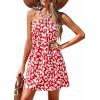 image:imagePRETTYGARDEN Womens 2026 Summer Halter Mini Dress Sleeveless Boho Floral Short Sundress Casual Flowy Beach DressesRed Leopard