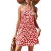 image:imagePRETTYGARDEN Womens 2026 Summer Halter Mini Dress Sleeveless Boho Floral Short Sundress Casual Flowy Beach DressesRed Leopard