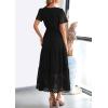 image:imagePRETTYGARDEN Womens 2026 Summer Maxi Dress Short Sleeve V Neck Hollow Out Eyelet A Line Long Flowy Beach Vacation DressesBlack