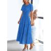 image:imagePRETTYGARDEN Womens 2026 Summer Maxi Dress Short Sleeve V Neck Hollow Out Eyelet A Line Long Flowy Beach Vacation DressesBlue