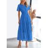 image:imagePRETTYGARDEN Womens 2026 Summer Maxi Dress Short Sleeve V Neck Hollow Out Eyelet A Line Long Flowy Beach Vacation DressesBlue