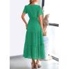 image:imagePRETTYGARDEN Womens 2026 Summer Maxi Dress Short Sleeve V Neck Hollow Out Eyelet A Line Long Flowy Beach Vacation DressesGreen