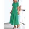 image:imagePRETTYGARDEN Womens 2026 Summer Maxi Dress Short Sleeve V Neck Hollow Out Eyelet A Line Long Flowy Beach Vacation DressesGreen