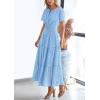 image:imagePRETTYGARDEN Womens 2026 Summer Maxi Dress Short Sleeve V Neck Hollow Out Eyelet A Line Long Flowy Beach Vacation DressesLight Blue