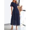image:imagePRETTYGARDEN Womens 2026 Summer Maxi Dress Short Sleeve V Neck Hollow Out Eyelet A Line Long Flowy Beach Vacation DressesNavy