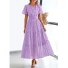 image:imagePRETTYGARDEN Womens 2026 Summer Maxi Dress Short Sleeve V Neck Hollow Out Eyelet A Line Long Flowy Beach Vacation DressesPurple
