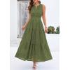 image:imagePRETTYGARDEN Womens 2026 Summer Maxi Dresses Sleeveless Sundresses V Neck Eyelet A Line Long Flowy Spring Wedding Guest DressArmy Green