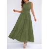 image:imagePRETTYGARDEN Womens 2026 Summer Maxi Dresses Sleeveless Sundresses V Neck Eyelet A Line Long Flowy Spring Wedding Guest DressArmy Green