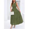 image:imagePRETTYGARDEN Womens 2026 Summer Maxi Dresses Sleeveless Sundresses V Neck Eyelet A Line Long Flowy Spring Wedding Guest DressArmy Green