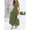 image:imagePRETTYGARDEN Womens 2026 Summer Maxi Dresses Sleeveless Sundresses V Neck Eyelet A Line Long Flowy Spring Wedding Guest DressArmy Green